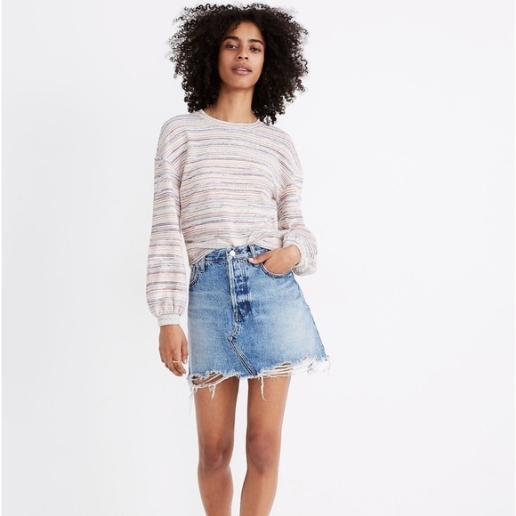 Madewell Bubble Sleeve Crop Top Rainbow Stripe Small - Picture 1 of 8